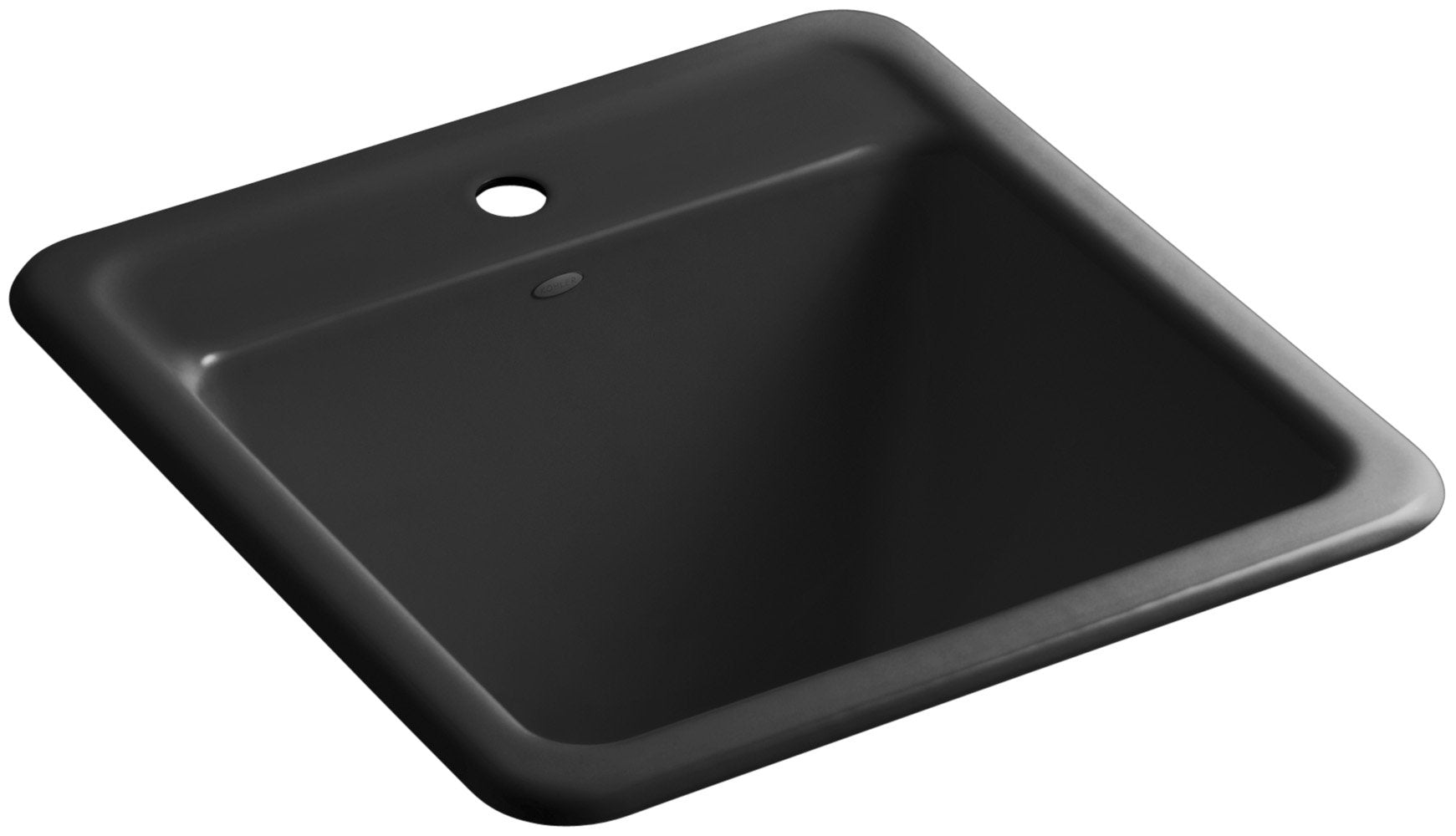 KOHLER K-19022-1-7 Park Falls Top-Mount/Undermount Utility Sink with Single Faucet Hole, Black