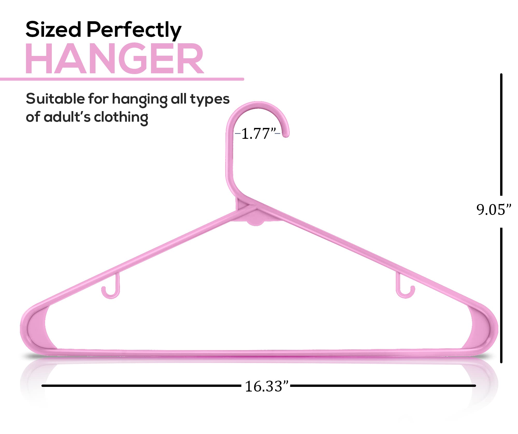Utopia Home Plastic Hangers 30 Pack - Clothes Hanger with Hooks - Durable & Space Saving Coat Hanger - Heavy Duty Pink Hangers for Coats  Skirts  Pants  Dress  Etc.