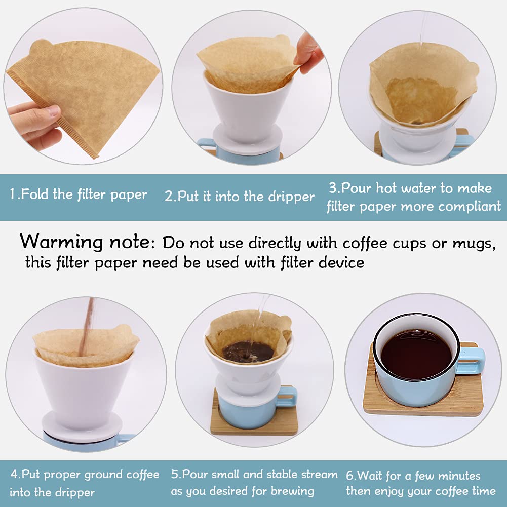 YQL V60 Coffee Filter V60 Filter02 200 Count Natural Unbleached Disposable Coffee Filters Paper Fit for Drip Coffee Dripper