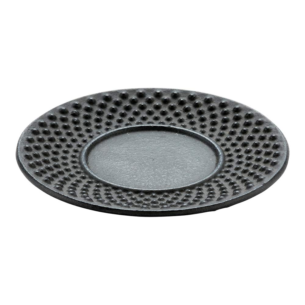 Restaurantware Tetsubin Black Cast Iron Coaster - Hobnail - 3 3/4'' X 3 3/4'' - 2 Count Box