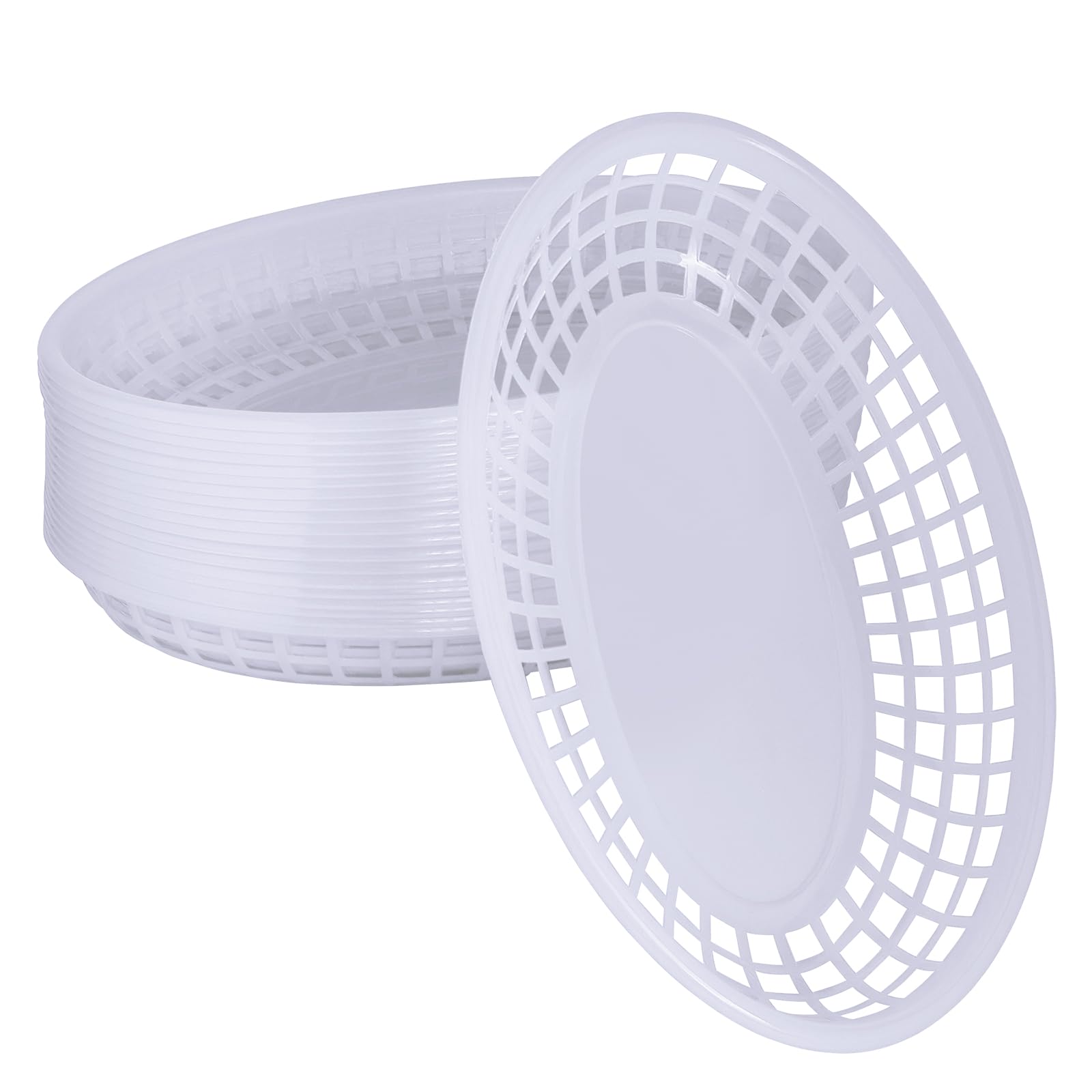 MEOTAKILE 20 Pack Plastic Fast Food Baskets, 8.8  5.5 Small Oval Restaurant Serving Baskets Tray for Burgers, Sandwiches, Ho