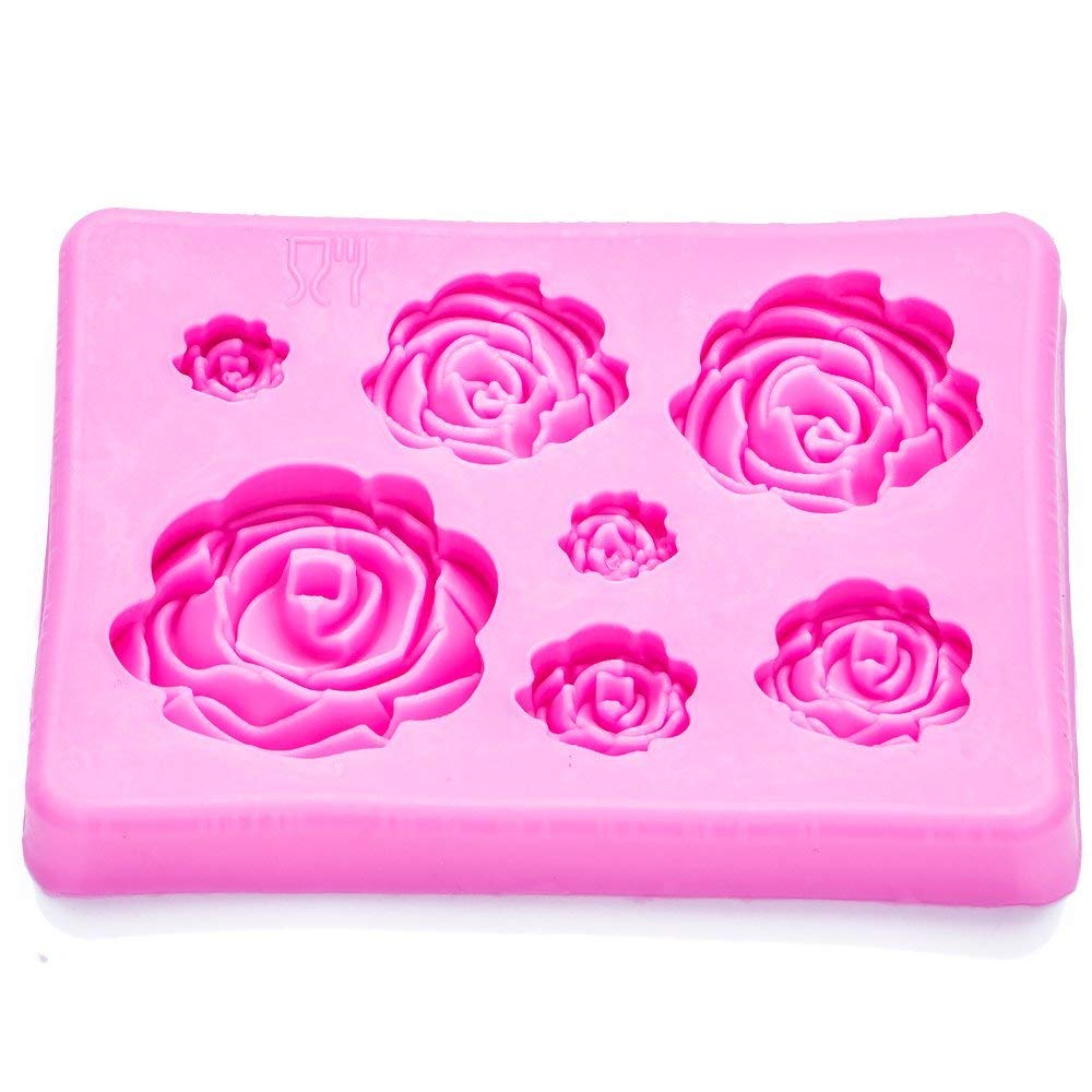 Anekoul 2Pcs Rose Flowers Silicone Molds Cake Chocolate Mold Wedding Cake Decorating Tools Fondant Sugarcraft Cake Molds