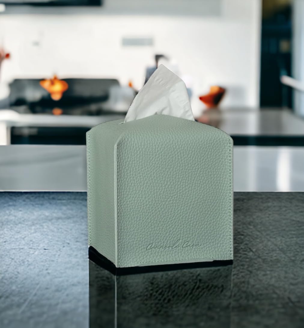 Connsole Casa Premium Pu Leather Tissue Box Holder - Elegant Hotel-Style Teal Tissue Box Cover For Enhanced D  Cor Of Home, Offi