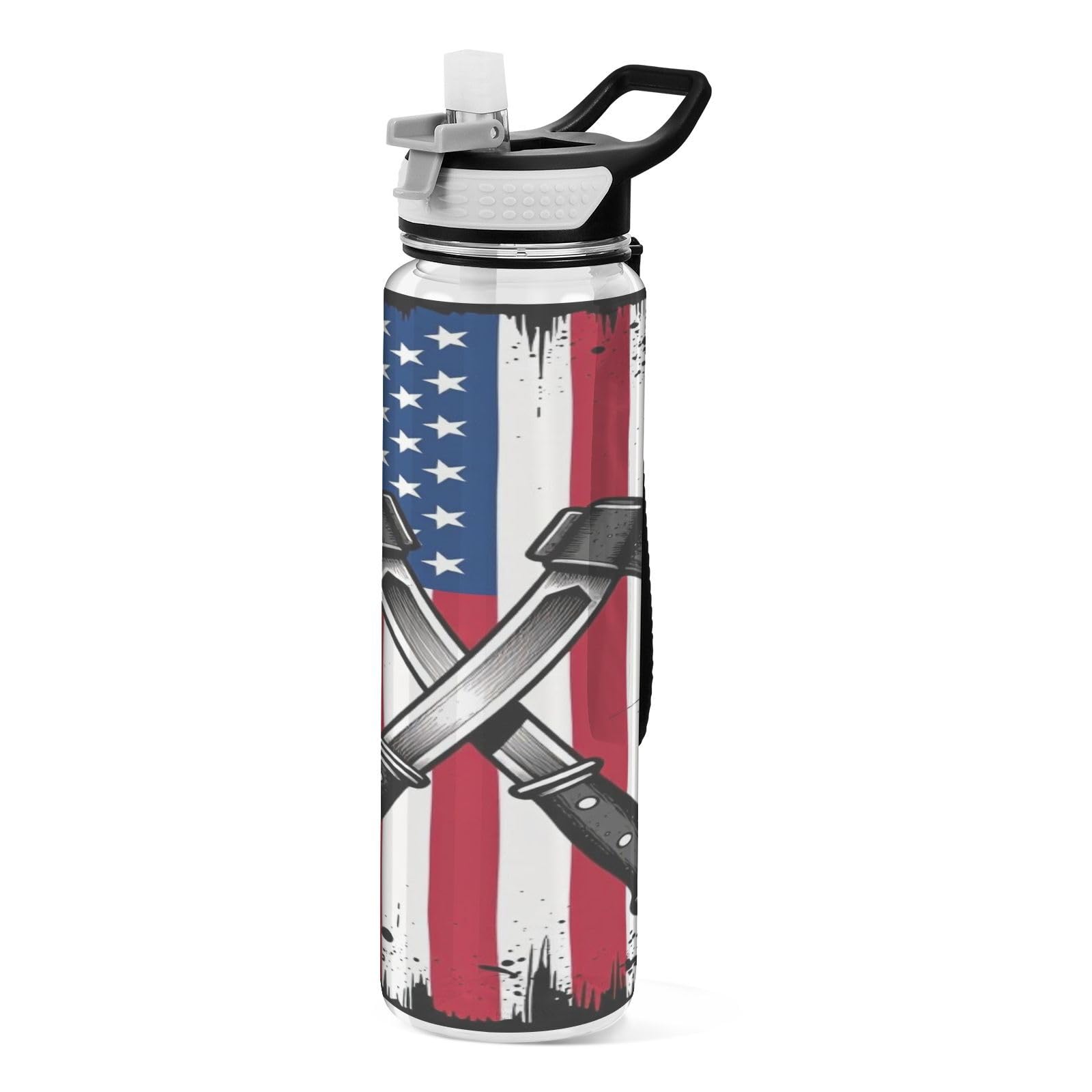 miaozhen sports water bottle transparent plastic Firefighter American Flag For yoga Unique design decor working Travel Home Offi
