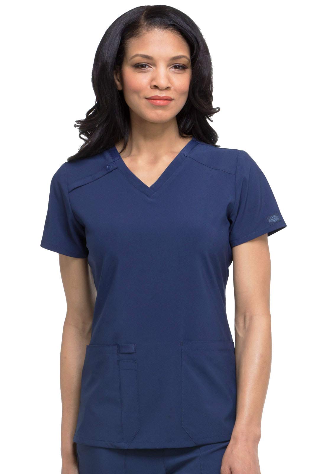 Dickies Eds Essentials Scrubs, V-Neck Womens Tops With Four-Way Stretch And Moisture Wicking Dk615, M, Navy