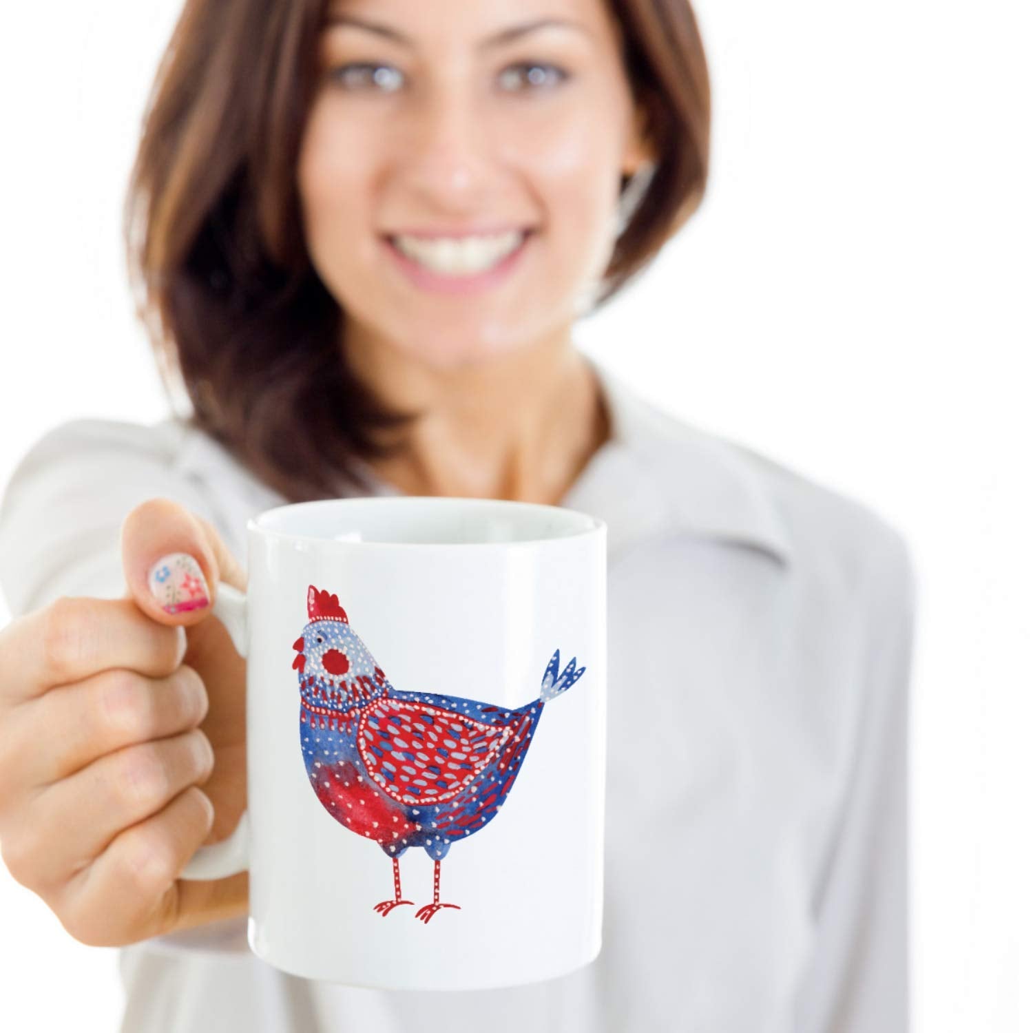 Farmhouse Chicken Coffee Mug - Folk Art Gift For Chicken Lovers - Hen Kitchen Decor