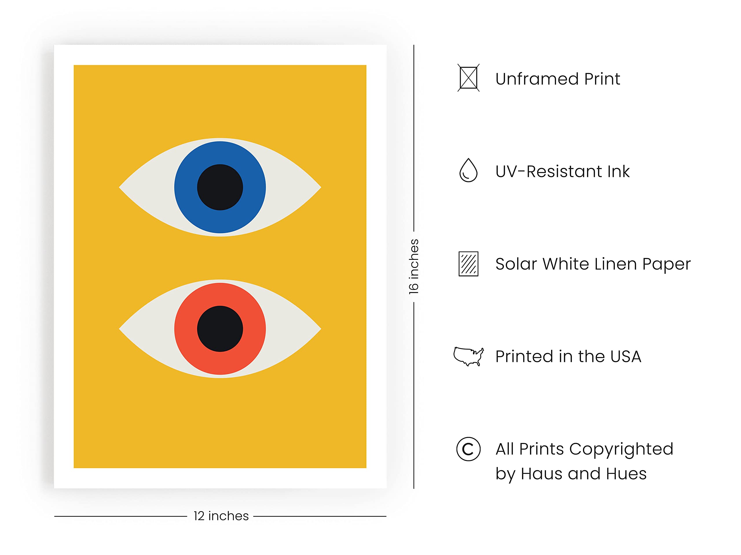 Haus And Hues Abstract Wall Art Prints - Retro Art Prints And Posters, Contemporary Wall Art, Bauhaus Poster, Evil Eye Poster Wa