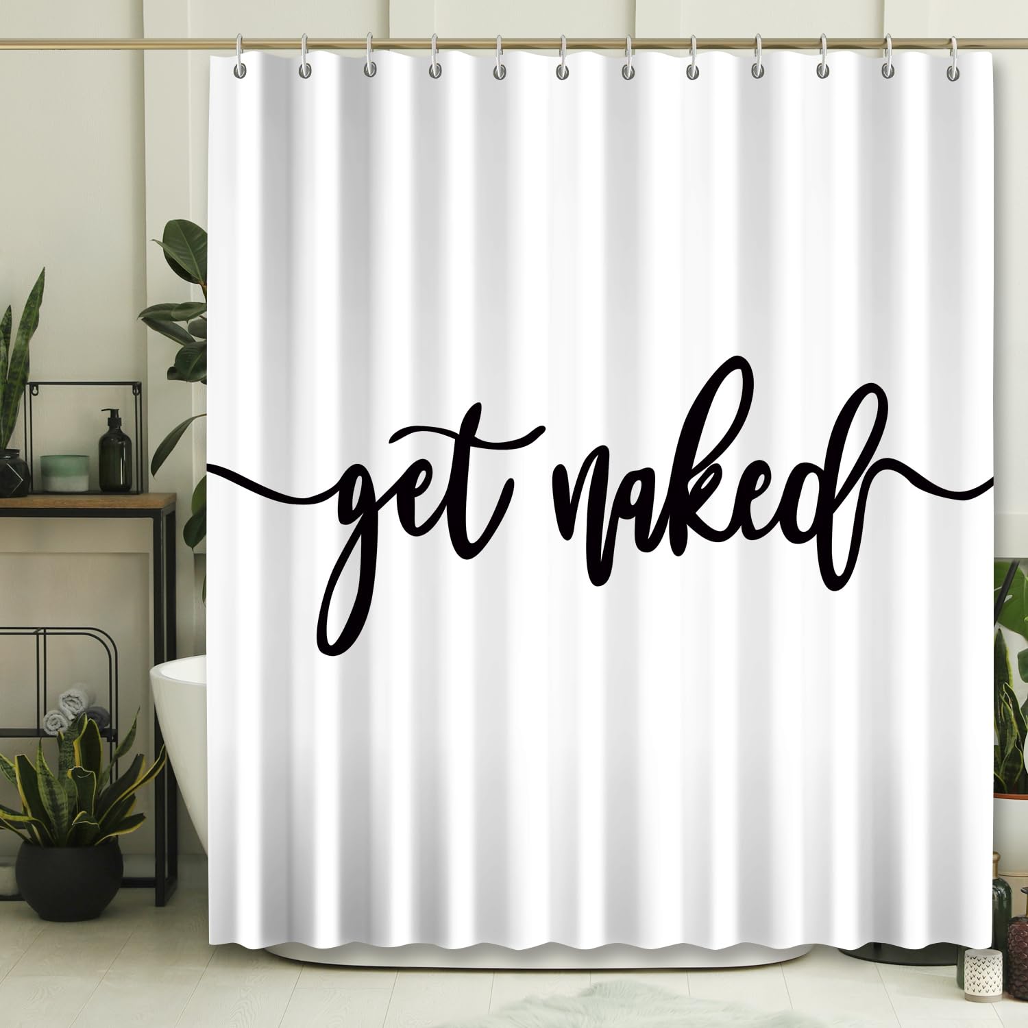 Dds-Dudes Get Naked Shower Curtain Bathroom Set, Funny White Durable Waterproof Polyester Shower Curtain For Bathroom Bath Decor