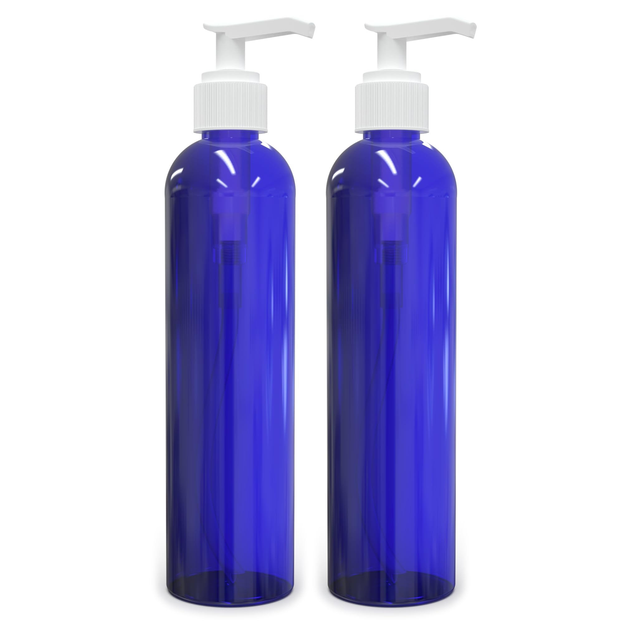 Brightfrom Empty Lotion Pump Bottles, 8 Oz Bpa-Free Refillable Plastic Containers, Pete1 Cobalt-Blue, Great For - Soap, Shampoo,