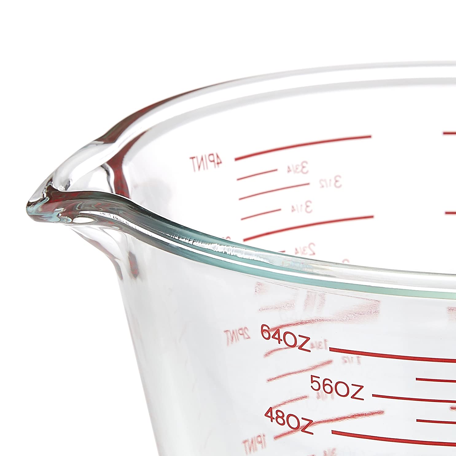 Amazoncommercial Glass Measuring Cup, 8 Cup Capacity (2 Liters), Transparant