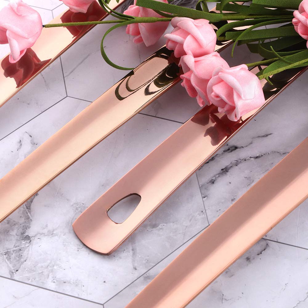 Buyer Star Rose Gold Spaghetti Fork 11.8 Inch Stainless Steel Pasta Server With Flat Long Handle, Heat Resistance And Dishwasher