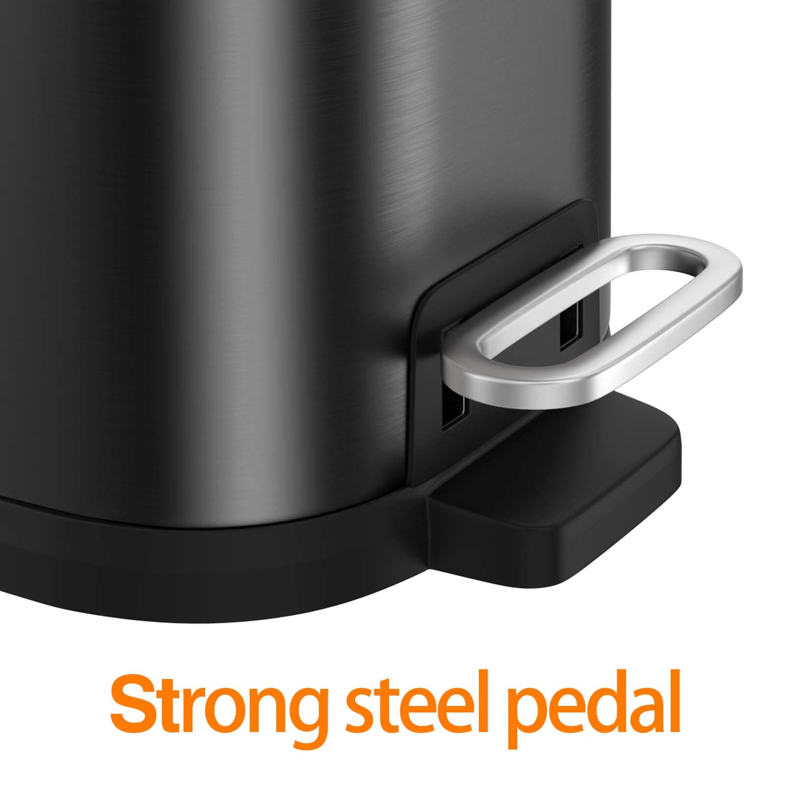 Bethebest 4 Gallon Black Bathroom Trash Can With Soft Close Lid,Rectangular Garbage Can With Foot Pedal For Bathroom,Kitchen,Bed