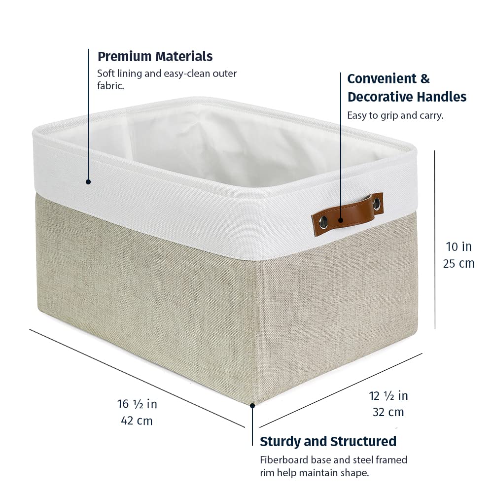 Organihaus Extra Large Fabric Storage Baskets For Shelves 3 Pack | 16X13In Closet Storage Bins For Shelves | Cloth Baskets For O