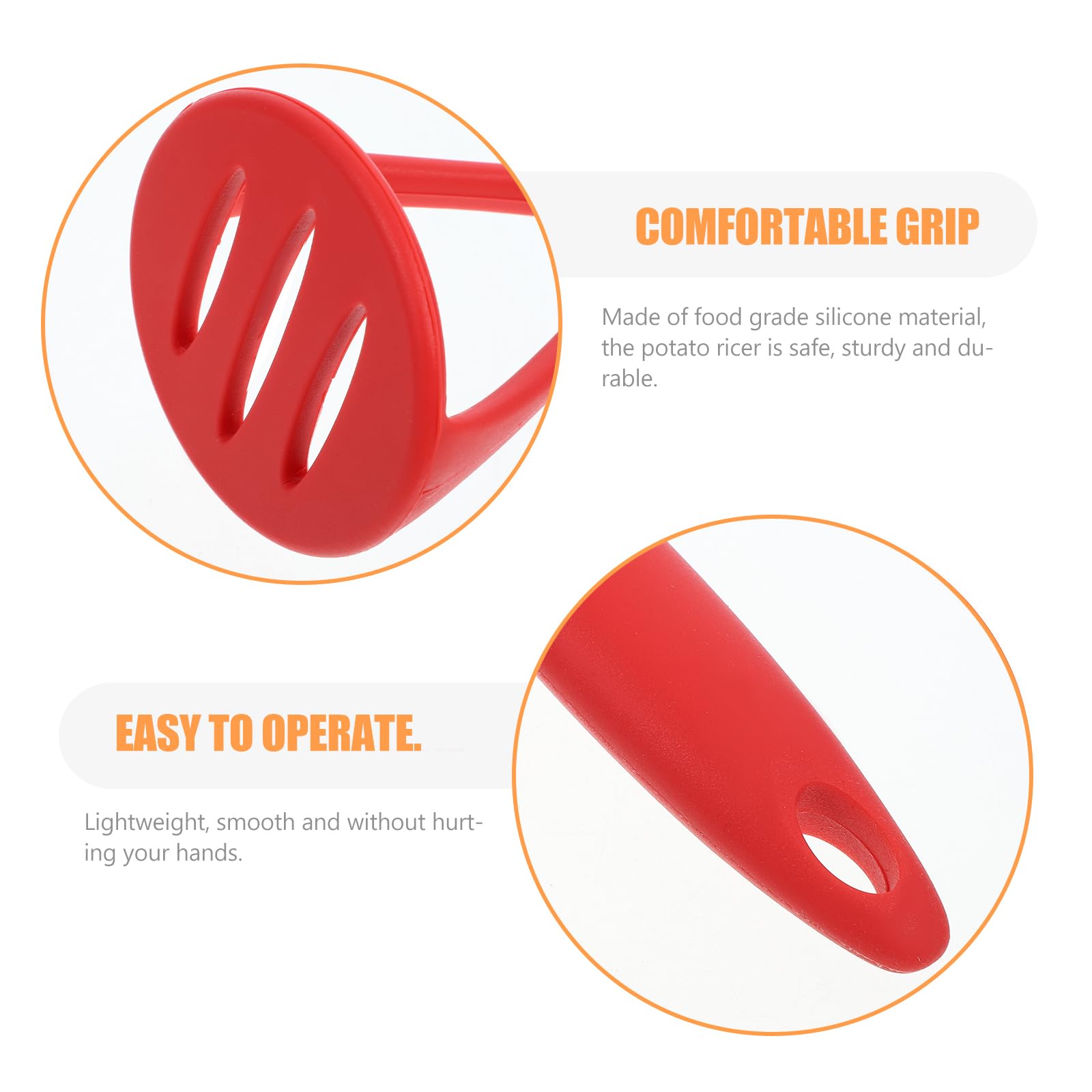 Hemoton 1Pc Small Potato Masher Silicone Manual Masher Kitchen Masher Non-Scratch Nonstick Potato Pumpkin Ricer Smasher Kitchen