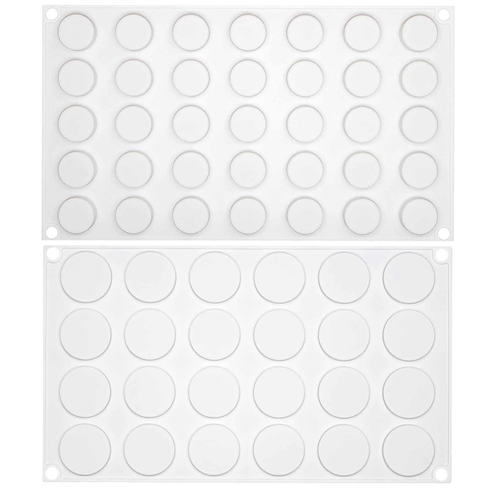 Funshowcase Flat Round Disc Silicone Mold Baking Tray 2 Sizes For Mini Tart Cookie Dessert Chocolate Caramel Candy Epoxy Uv Resi