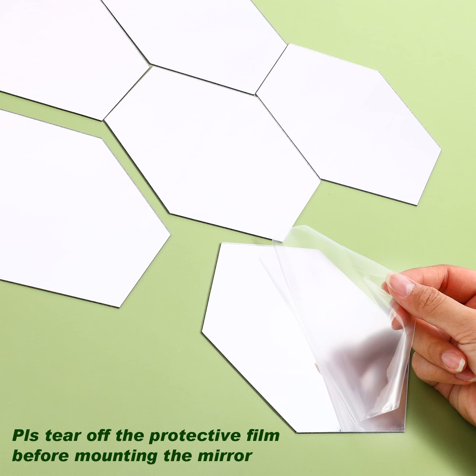 Shappy 24 Pieces Hexagon Mirror Wall Sticker Decal For Home Decor, 6 X 5.2 X 3 Inch