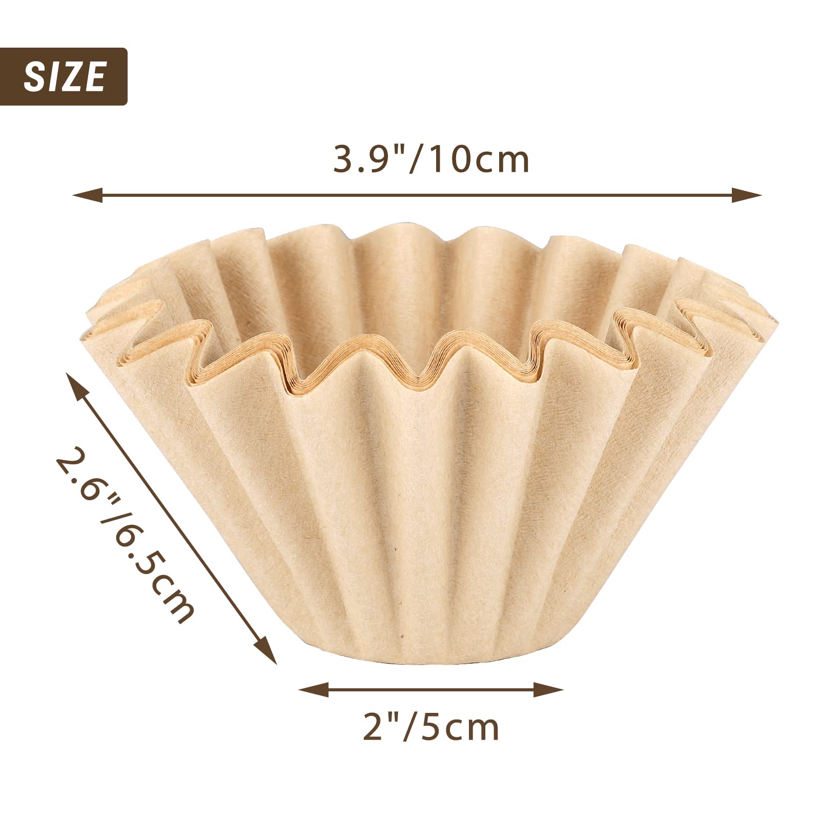 Eusoar 1-4 Cup Disposable Coffee Filters, Pack Of 200 Paper Basket Style Filter, Natural Brown Unbleached, For Home Commercial C