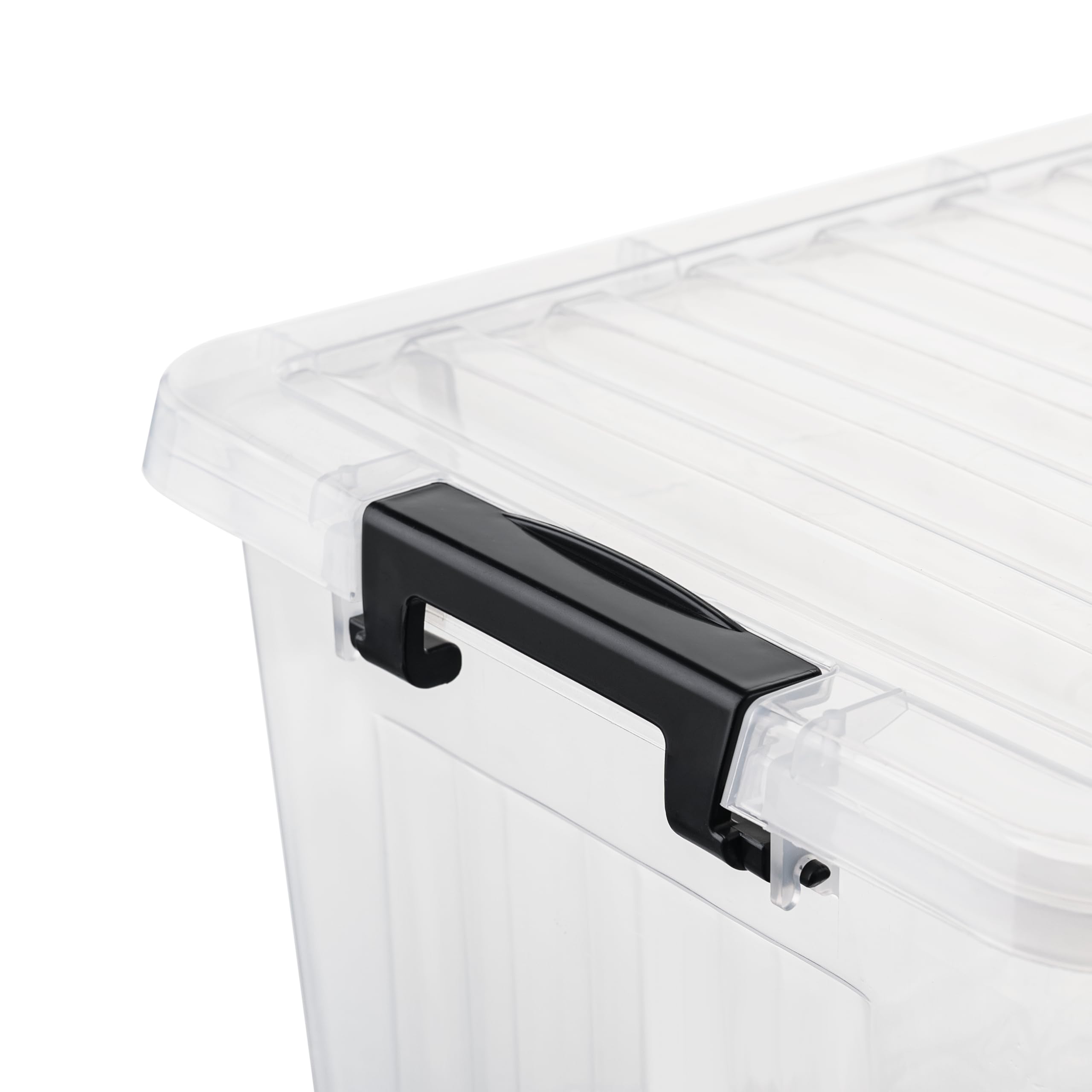 Cetomo Plastic Storage Bin Box Stackable And Nestable With Lid And Secure Latching Buckles, Clear, 18Qt X 6, Pack Of 6