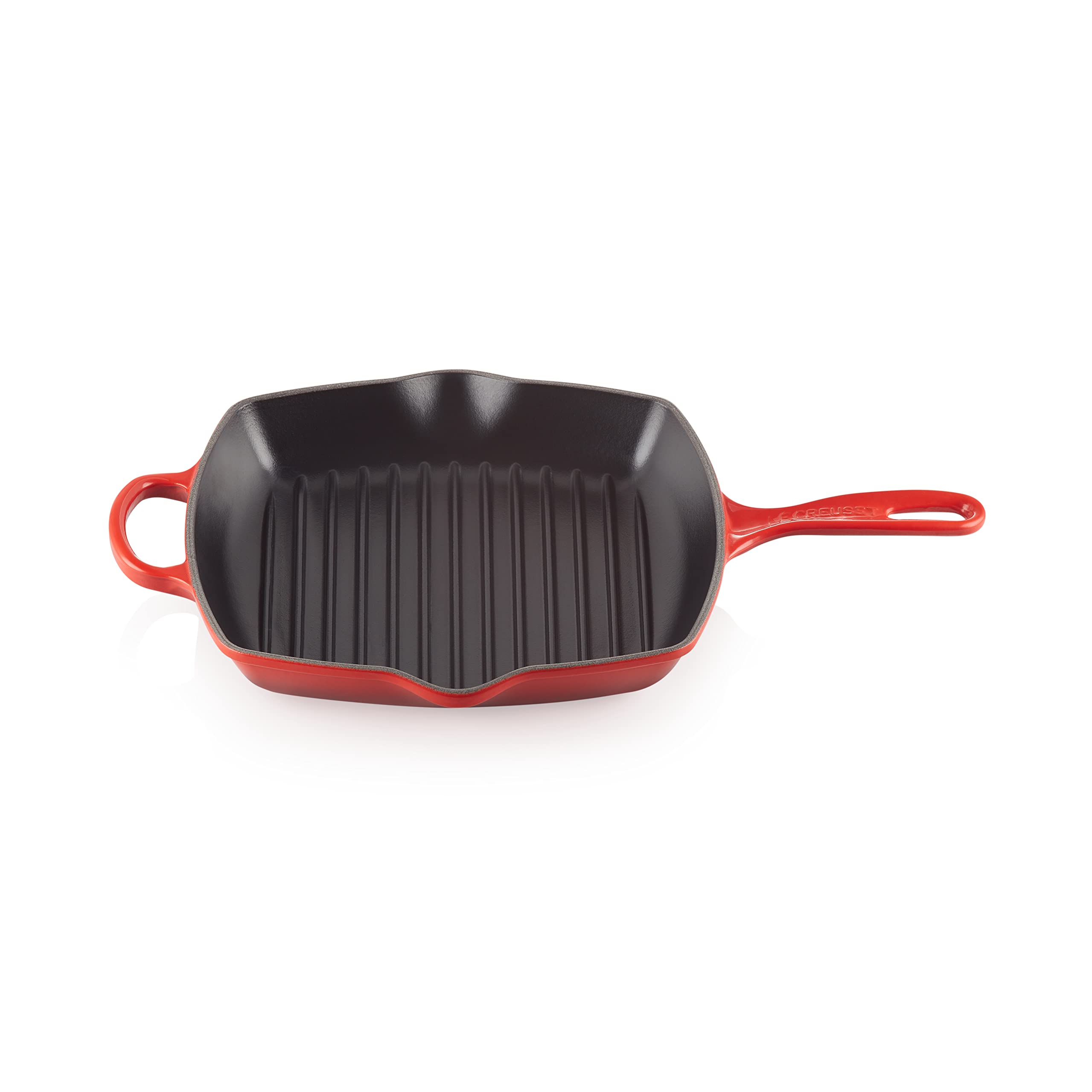 Le Creuset Enameled Cast Iron Signature Square Skillet Grill, 10.25'', Cerise