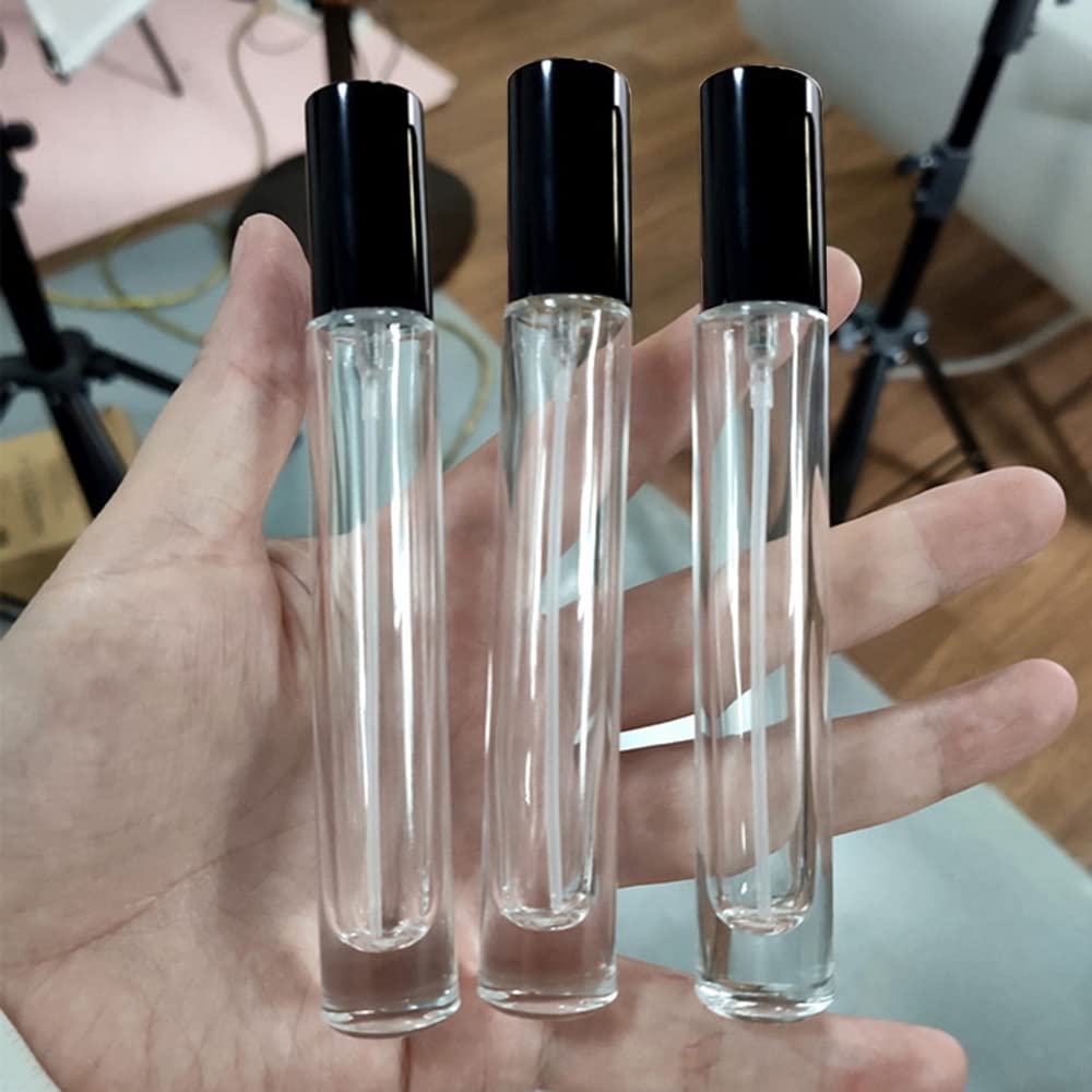 Elfenstall - 5Pcs 10Ml 1/3Oz Black Silver Metal Spray Bottle Refill Perfume Hydrating Fragrance Fine Mist Atomizer Cosmetic Cont