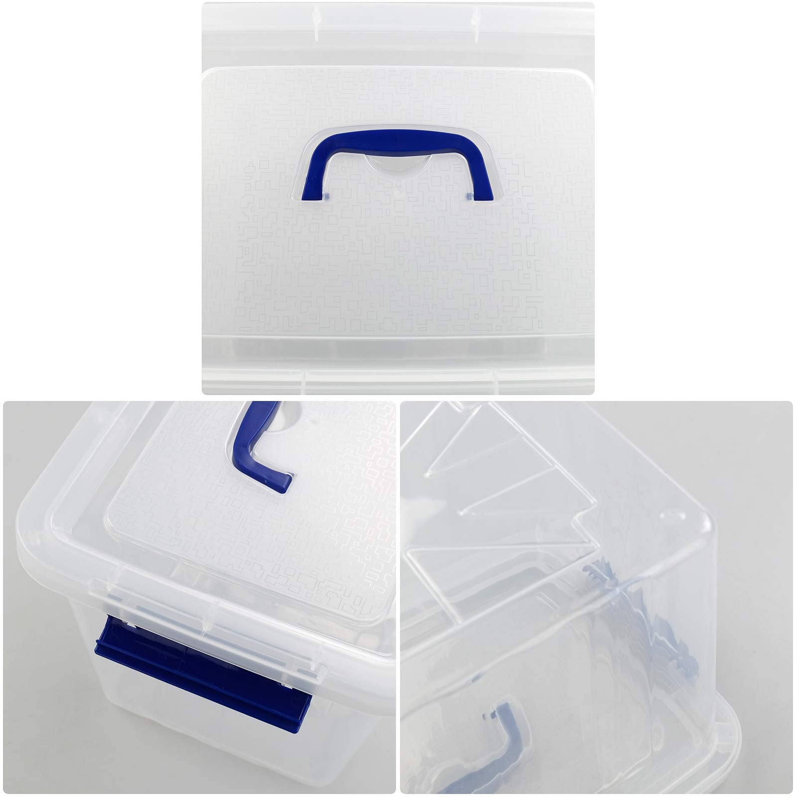 Xowine 4-Pack 10 L Plastic Storage Box, Clear Storage Box With Lid
