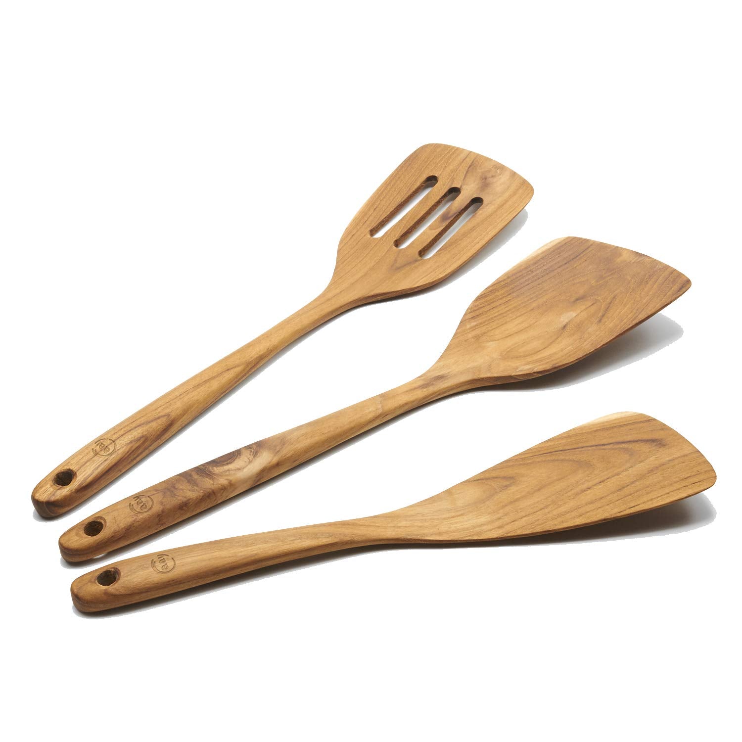 Faay 3-In-1 Wooden Spatulas, Kitchen Utensils, Cooking Utensil, 100% Healthy Utensils From High Moist Resistance Teak, Eco-Frien