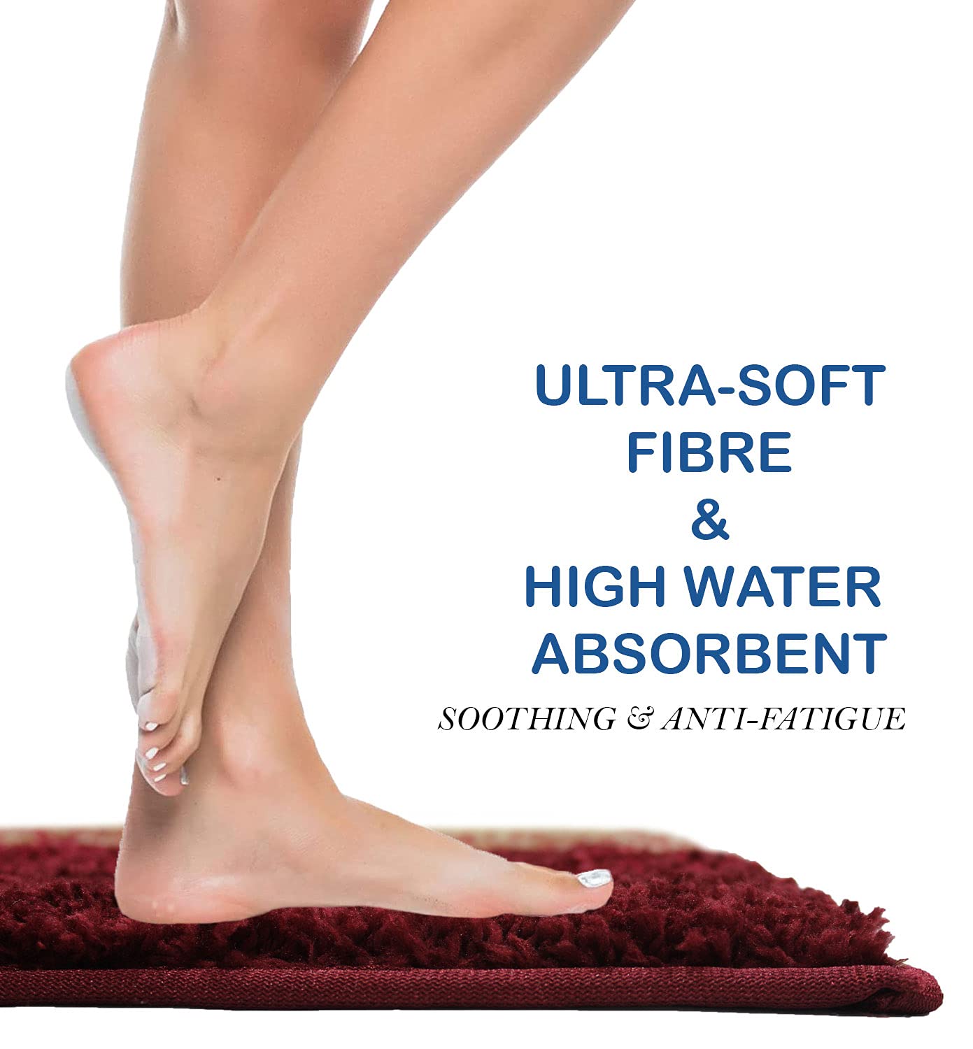 Luxe Home Super Soft Microfiber Bathroom Mat 40X60 Cm Non-Slip Bath Mat For Home, Bedroom, And Living Room - Lava