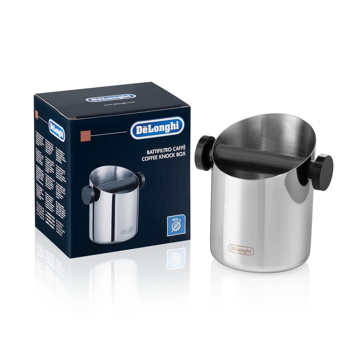 De'Longhi Knock Box For Coffee & Espresso Grounds, Easy & Mess-Free Disposal Of Coffee Puck, Removable Bar And Non-Slip Base, Di