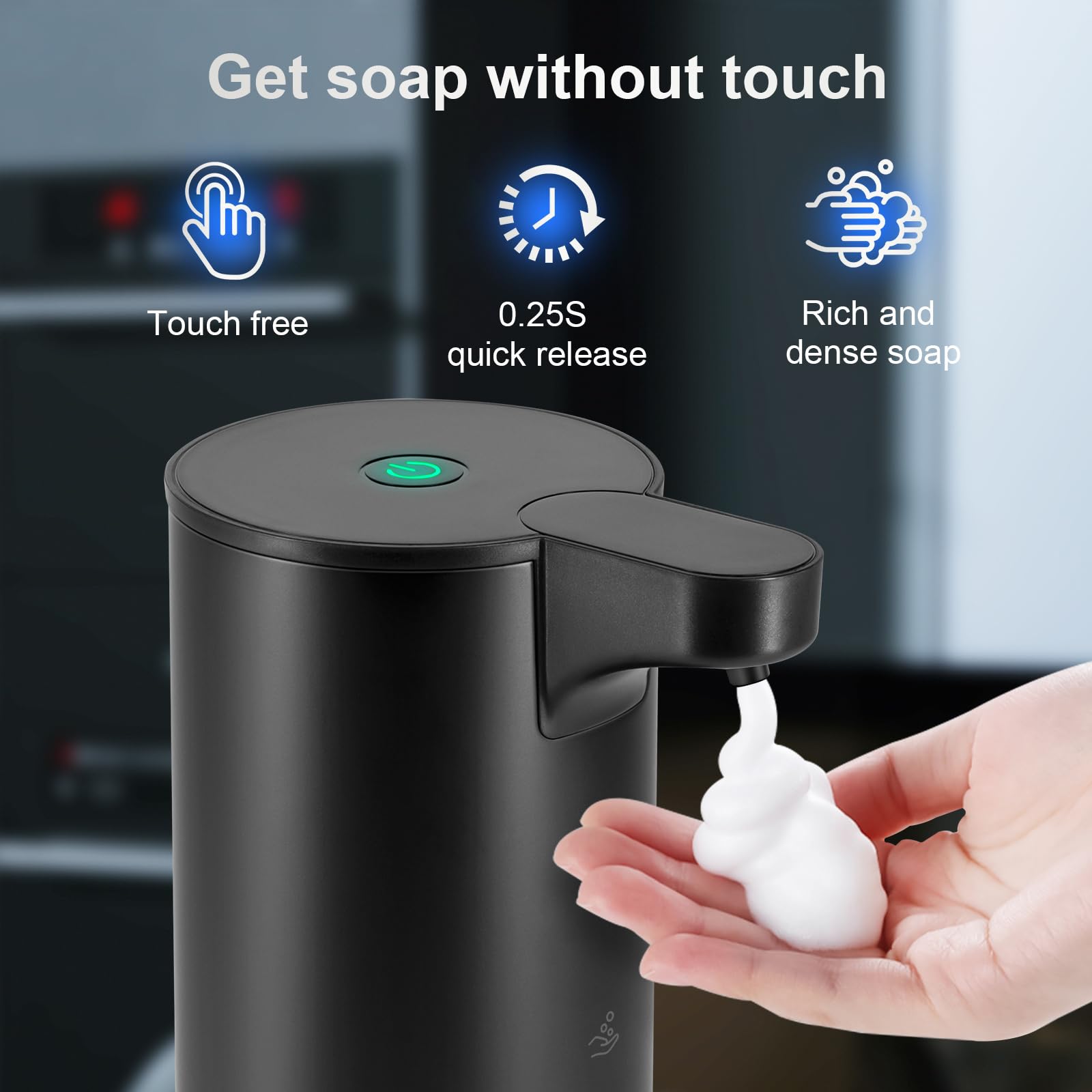 Soap Dispenser, Stainless Steel Touchless Soap Dispenser Laopao Rechargeable Automatic Foaming Soap Dispenser For Bathroom 9Oz F