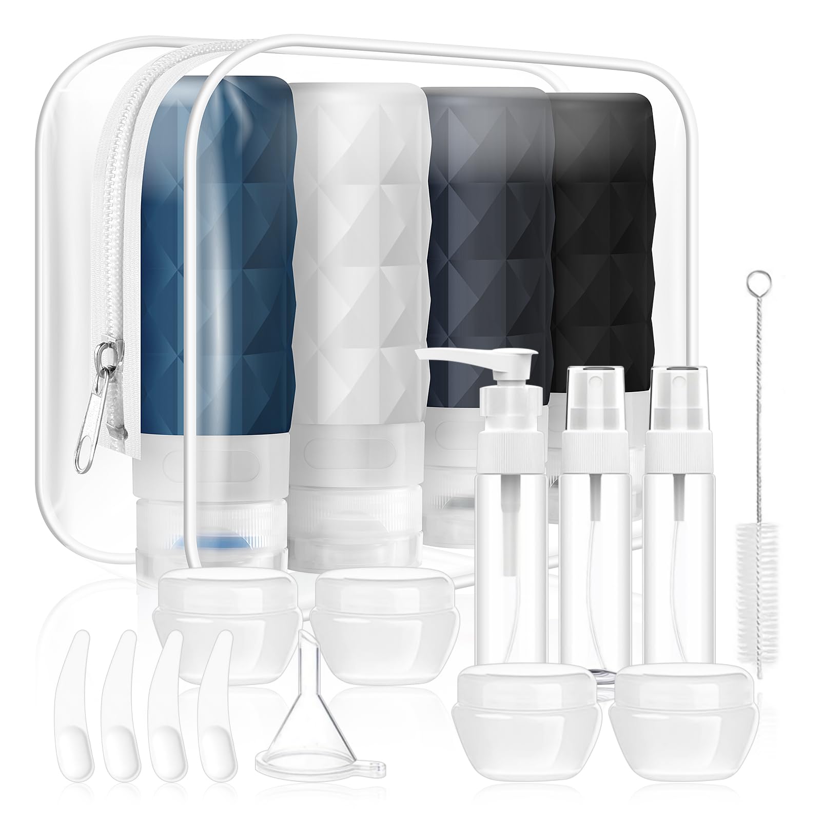 20 Pack Travel Bottles Set,Leak Proof Tsa Approved Travel Size Containers, Silicone Squeezable Travel Essentials Jar Accessories