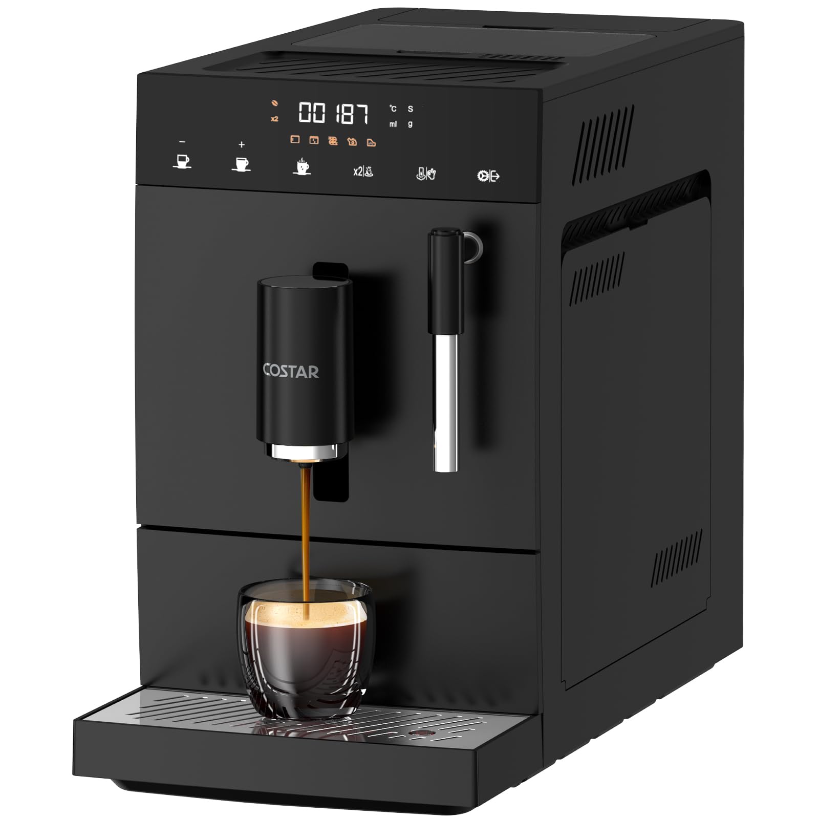 Costar Fully Automatic Espresso Machine | 19 Bar Italian Pump, One-Touch 30S Fast Brew, Automatic Bean Grinder, Bean To Cup Coff