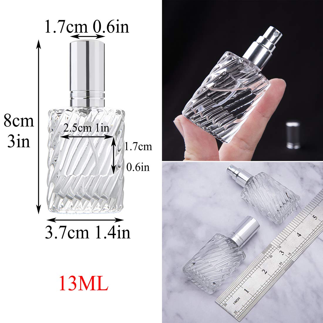Yu Feng 12Pcs Glass Perfume Atomizer Spray Bottles Empty Refillable With Funnels Pipettes Dispensers For Essential Oil