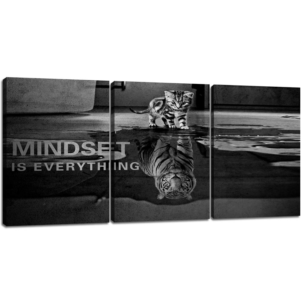 3 Panels Mindset Is Everything Motivational Canvas Wall Art Inspirational Entrepreneur Quotes Poster Print Artwork Painting Pict