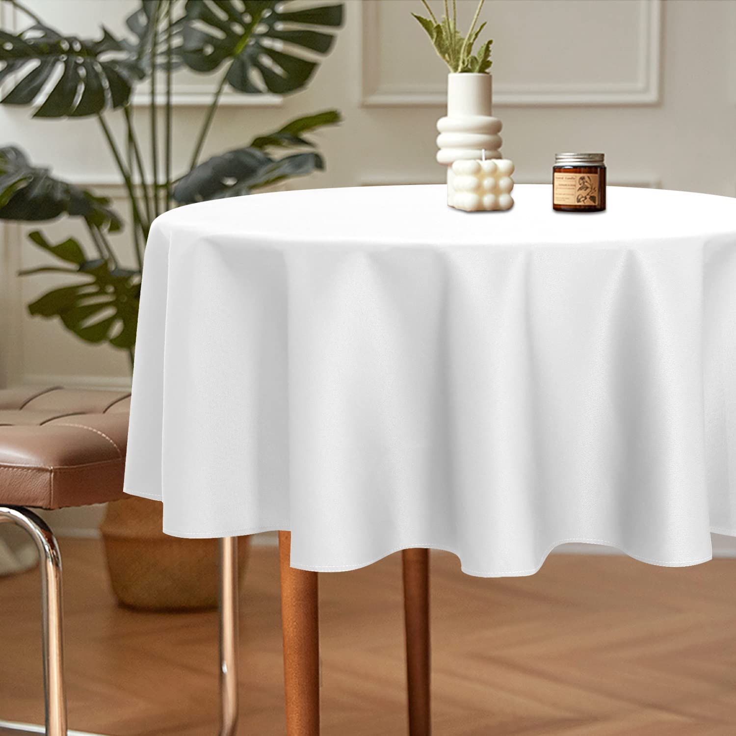 Sancua 2 Pack Round Tablecloth 70 Inch White, Stain And Wrinkle Resistant Table Cloth - Washable Polyester Table Cover For Dinin
