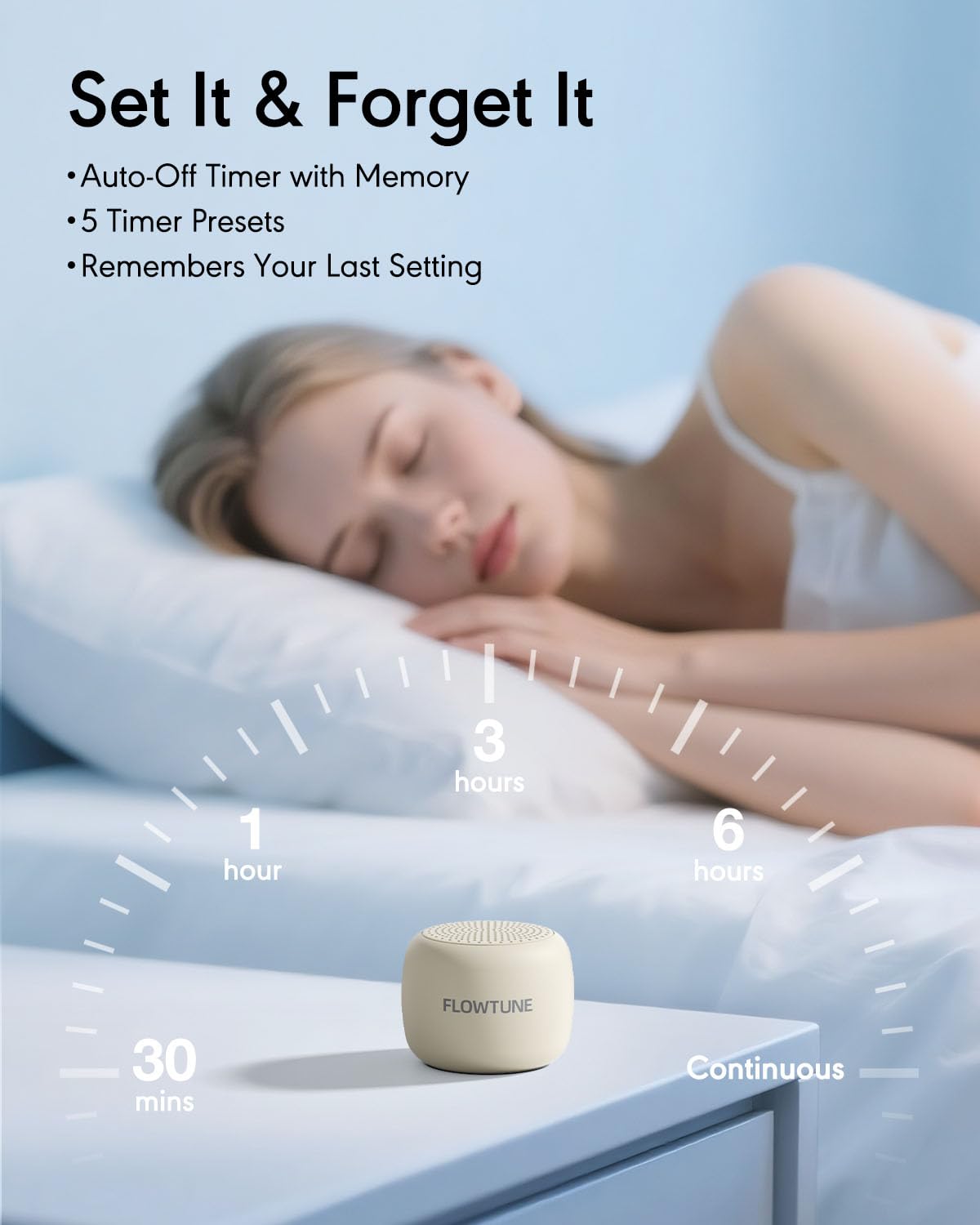 FLOWTUNE Sound Machine Flowtune White Noise Machine for Baby Adults, Mini Portable Sound Machine for Travel, 6H Timer, 18 Soothi