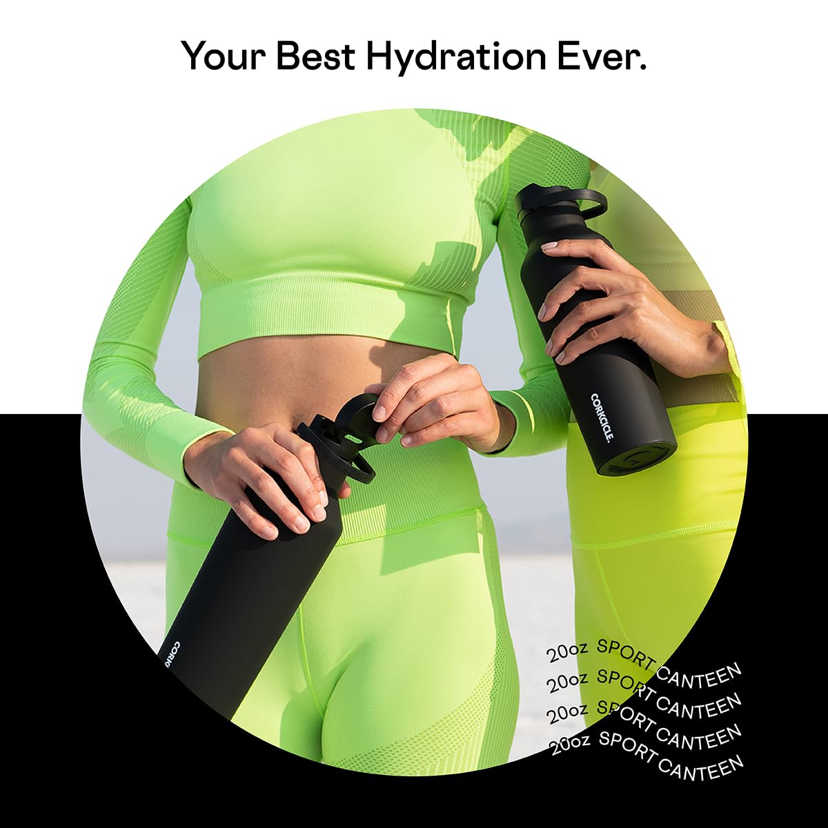 Corkcicle Sport Canteen Insulated Tumbler, Matte Black, 20 Oz - Reusable Water Bottle Keeps Beverages Cold For 25 Hours & Hot 12