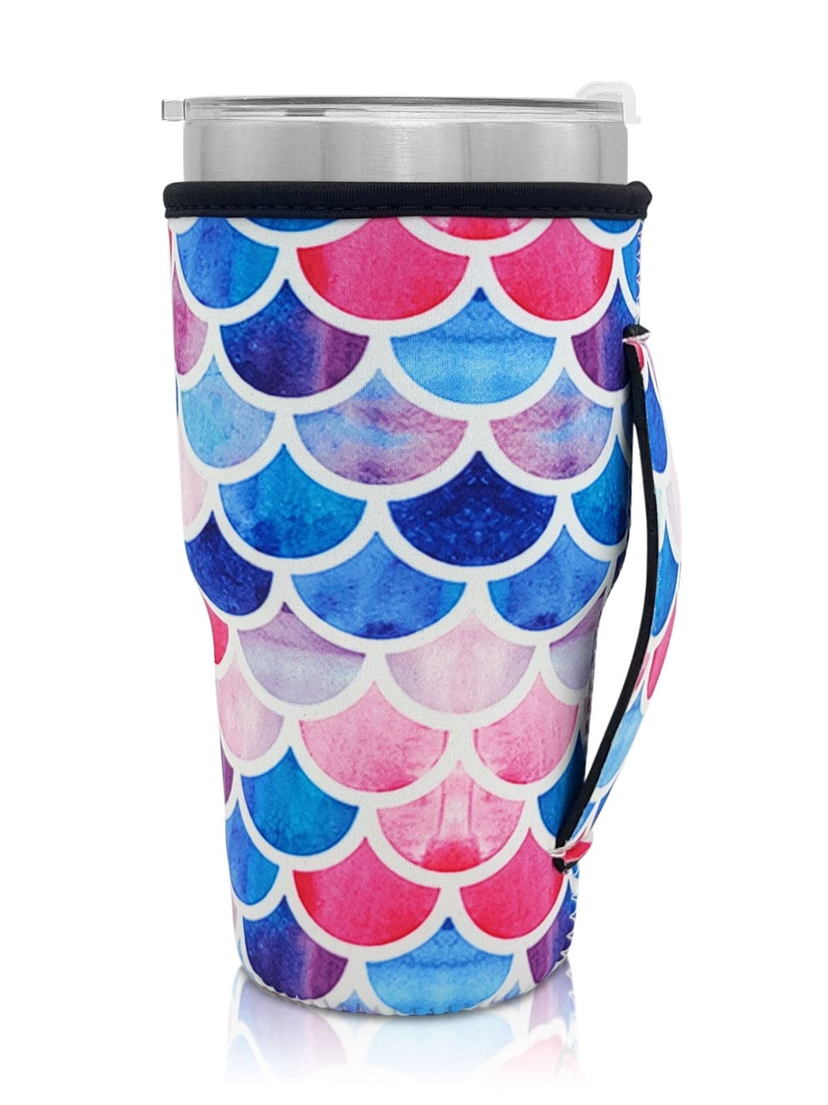 Reusable Iced Coffee Cup Sleeve Neoprene Insulated Sleeves Cup Cover Holder Idea For 30Oz - 32Oz Tumbler Cup (Only Cup Sleeves)