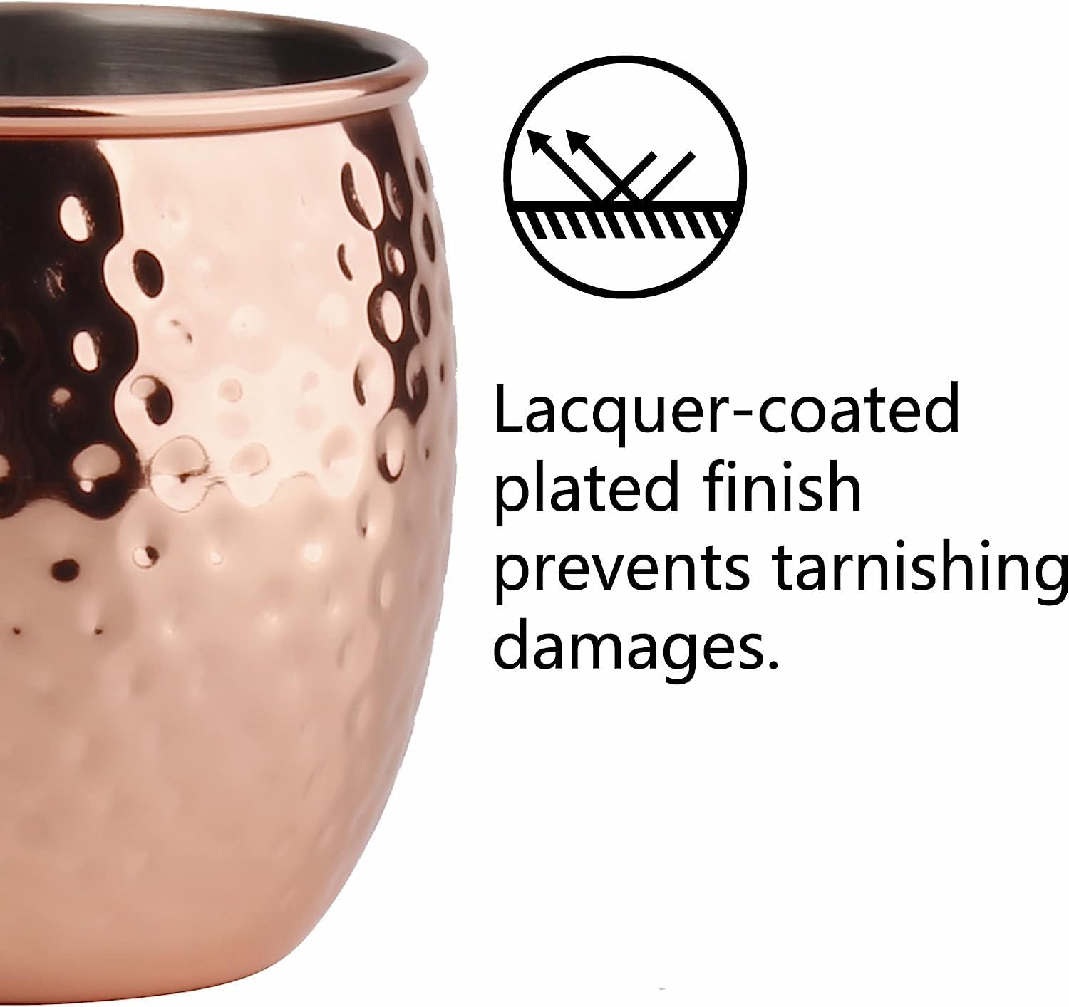 Arora Moscow Mule Mug, Set Of 4 Copper Hammered, Durable For Home Dining, Max Capacity 20Oz, 3.7'' D X 3.9'' H