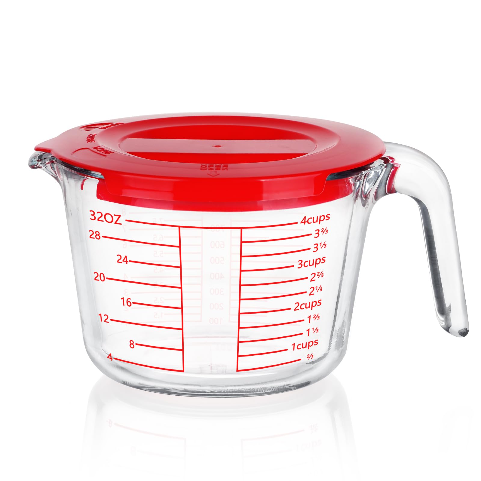 Measuring Cup 4 Cup/1000ML Glass liquid Measuring Cups with Lids