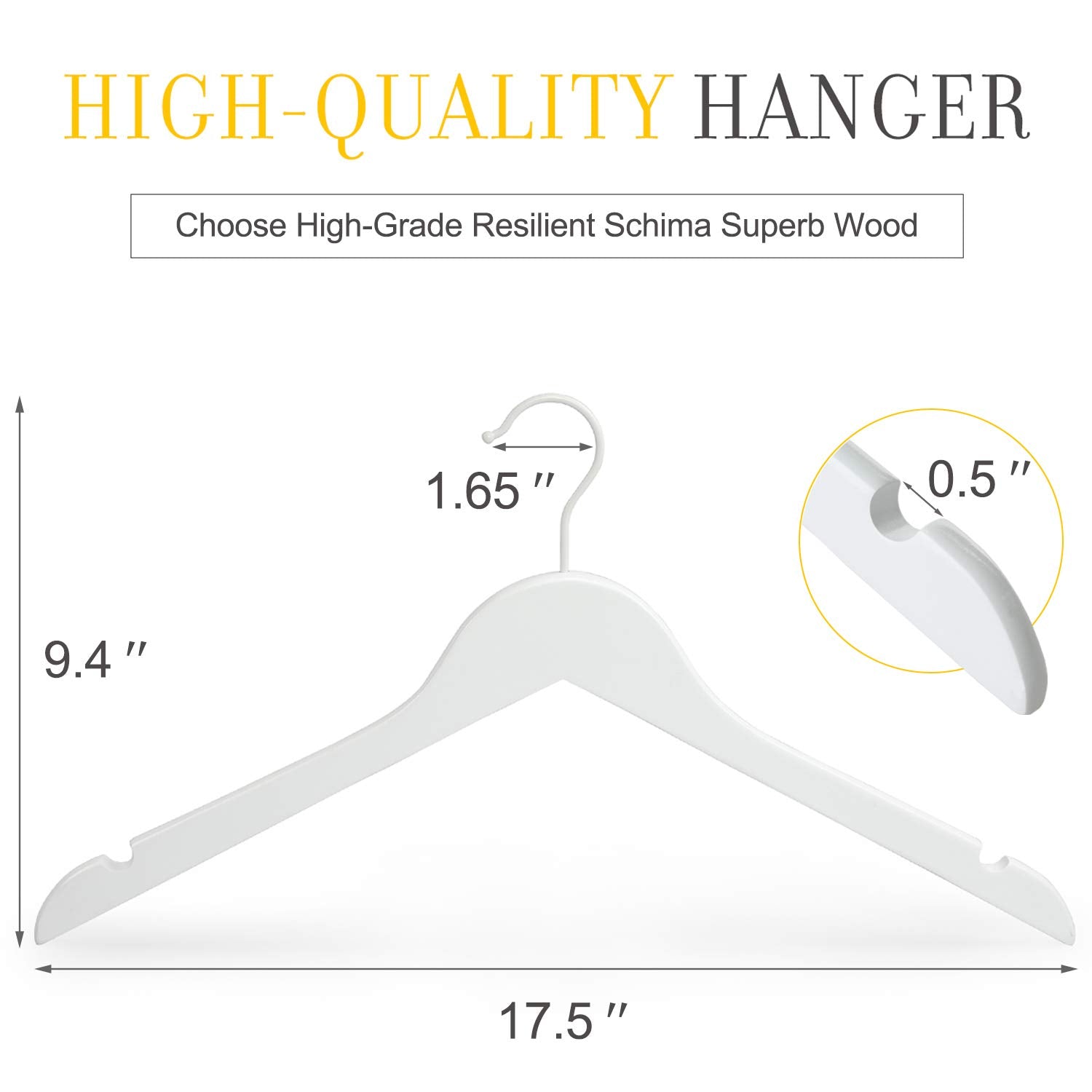 Topia Hanger Wooden Hangers 18 Pack, Premium Bride Hanger For Wedding Dress, White Wood Suit Coat Hanger With 360Swivel White Ho