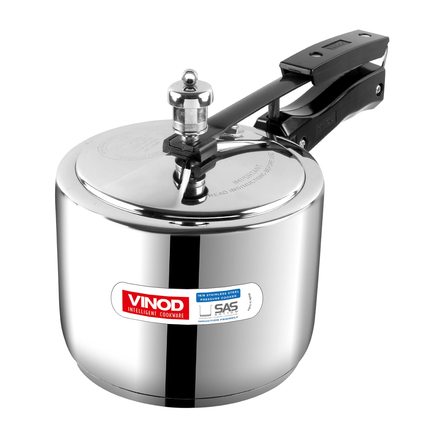 Vinod Stainless Steel Inner Lid Pressure Cooker - 3.5 Litre | Sandwich Bottom Cooker | Induction And Gas Base | Isi And Ce Certi