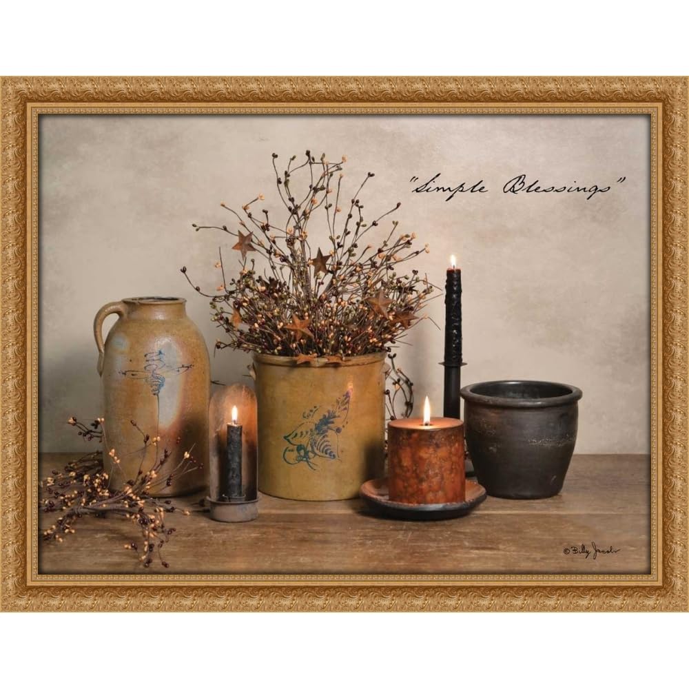Jacobs, Billy 36X28 Gold Ornate Framed Canvas Art Print Titled: Simple Blessings