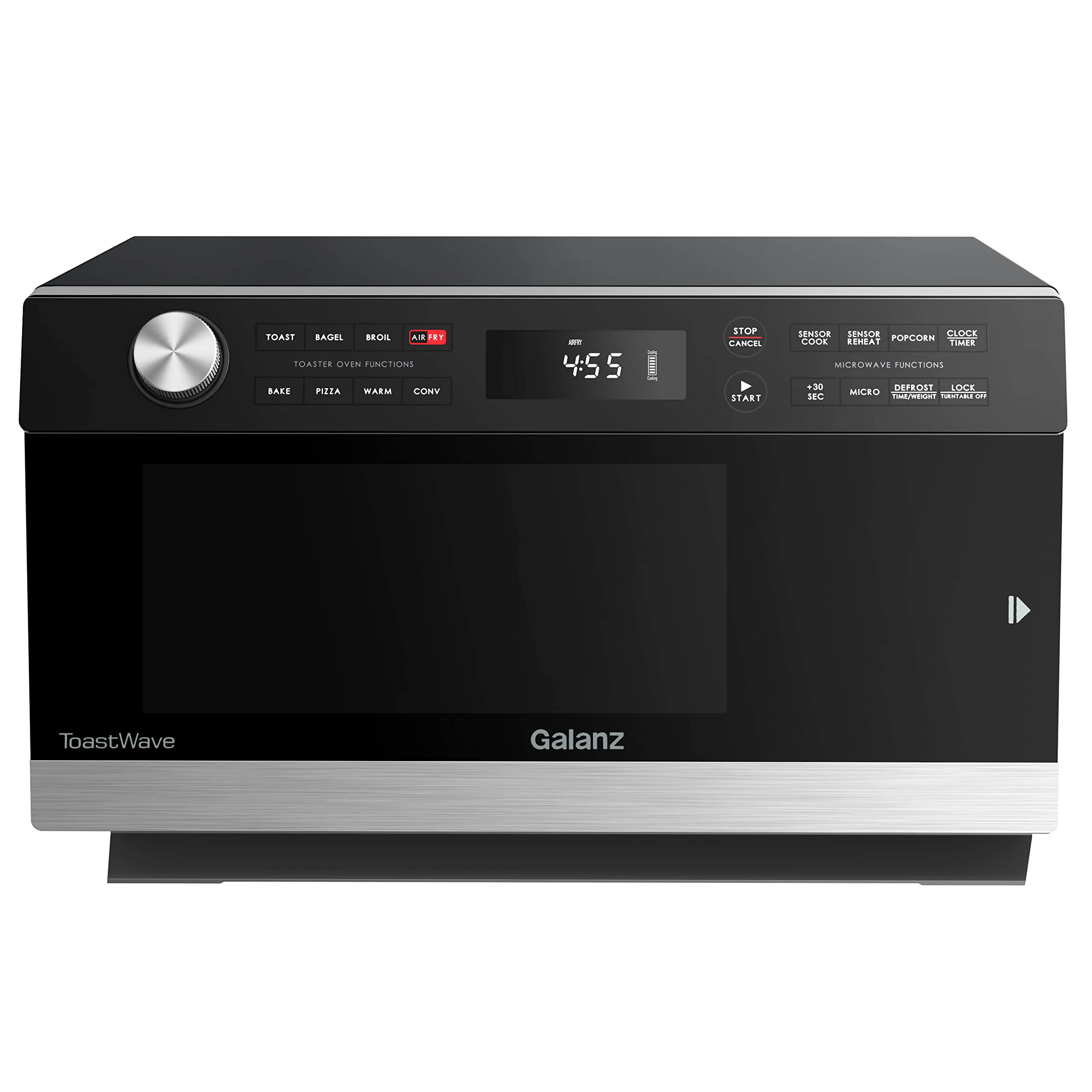 Galanz Gtwhg12S1Sa10 4-In-1 Toastwave With Totalfry 360, Convection, Microwave, Toaster Oven, Air Fryer, 1000W,1.2 Cu.Ft, Lcd Di