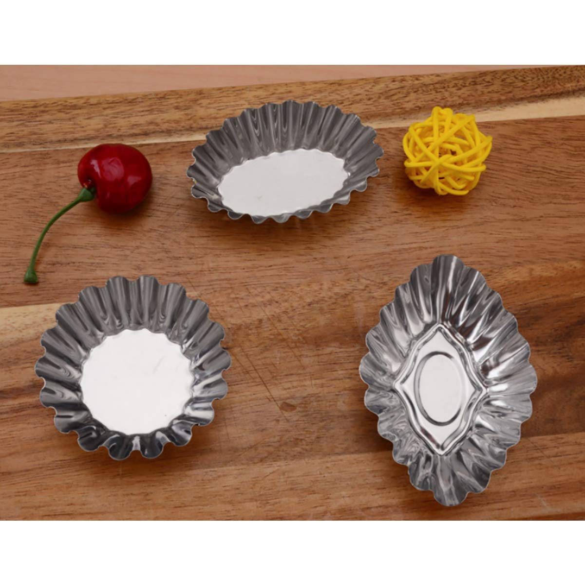 Uptuoli Egg Tart Molds,Mini Tart Pans,10Pcs Stainless Steel Egg Tart Mold Cupcake Pie Cookie Pudding Mould Baking Cups,Bakeware