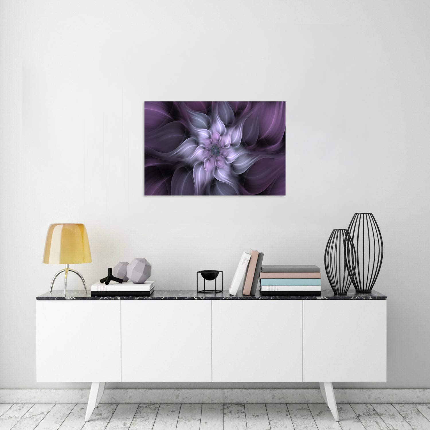 TutuBeer 1 Panel Bauhinia Chinese Redbud Purple Flower Plant Botany Picture Flower Artwork Oil Painting on Canvas Stretched and Framed 16x24 inch Print Home Decor Living Room Bedroom Wall Art Hanging
