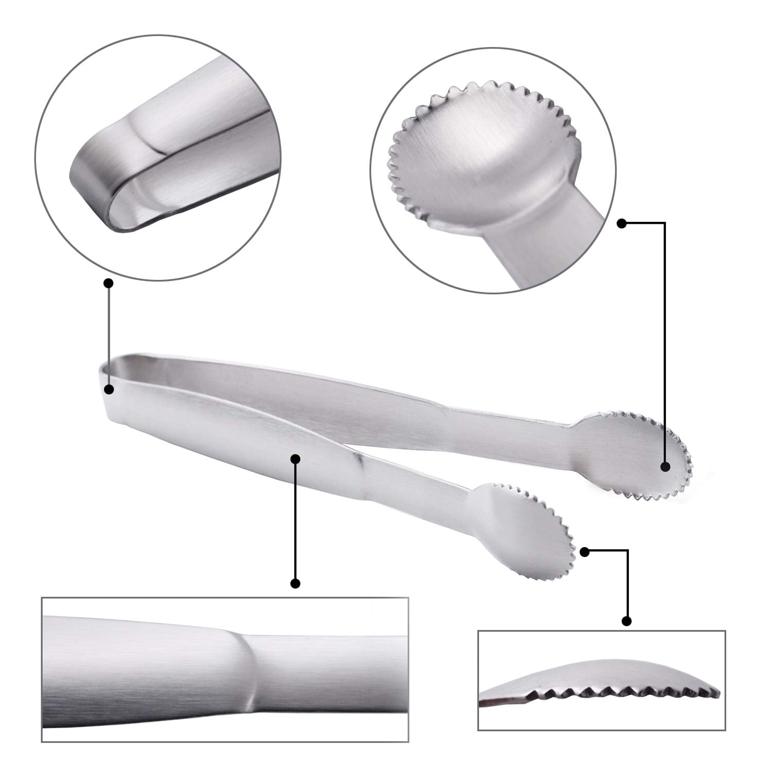 Hinmay Mini Serving Tongs 5-Inch Stainless Steel Small Appetizer Tongs, Set Of 4