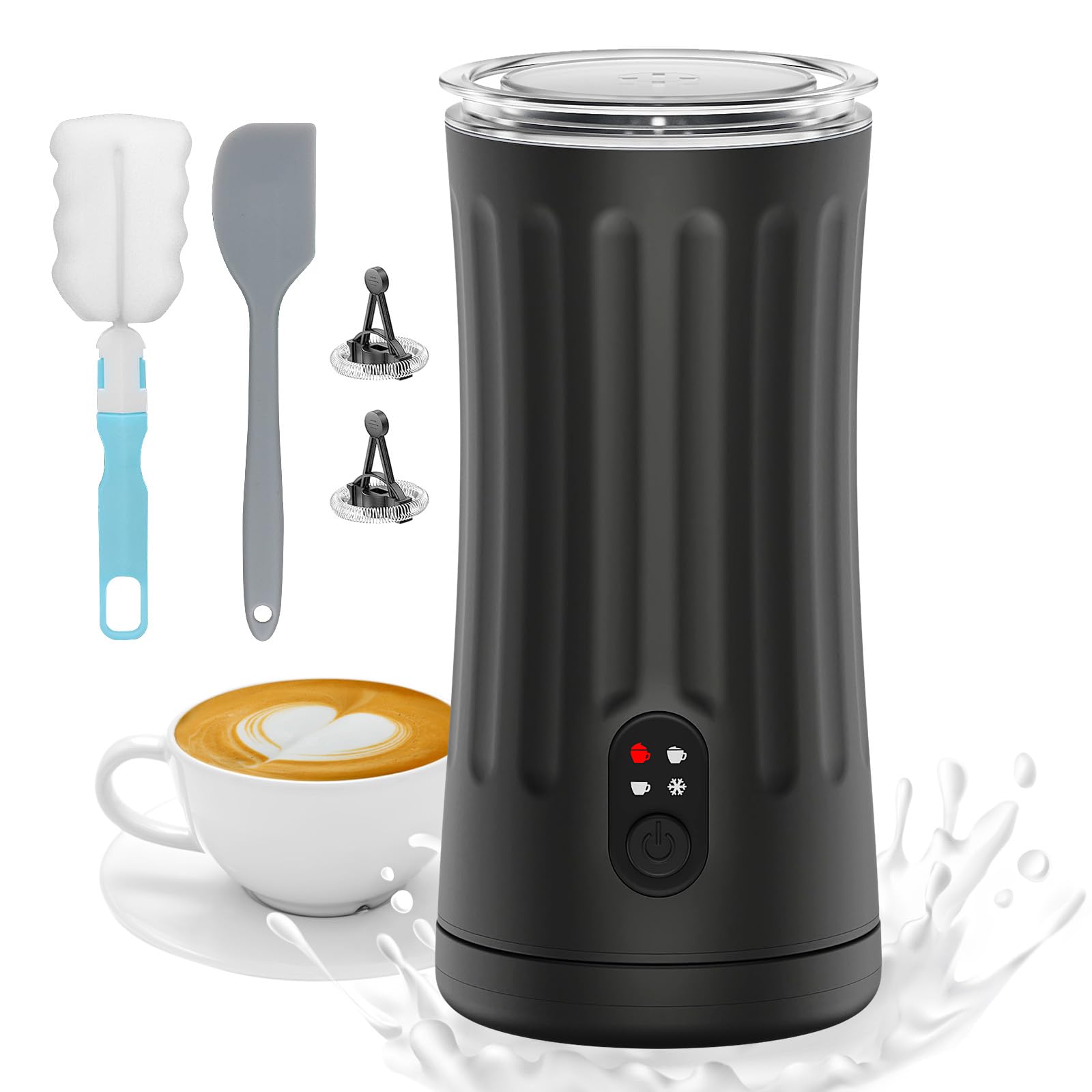 CookSwift Milk Frother, 4-in-1 Milk Steamer and Frother, 8.1oz/240ml Automatic Warm and Cold Foam Maker, Auto Shut-Off Frother f