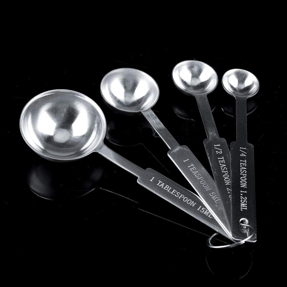 Stainless Steel Measuring Spoons Set Of 4 Piece Including 1/10 Tsp, 1/2 Tsp, 1 Tsp, 1 Tbsp For Measuring Dry And Liquid Ingredie