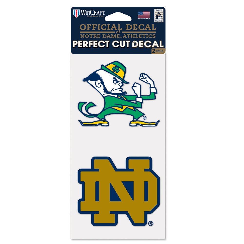 Notre Dame Fighting Irish Set Of 2 Die Cut Decals Y