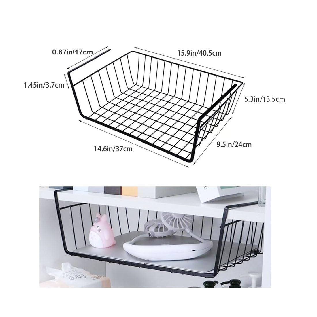 Vilive Under Shelf Storage Basket, Hanging Shelf Basket Slides Under Shelves For Storage Metal Under Cabinet Shelf Basket Organi
